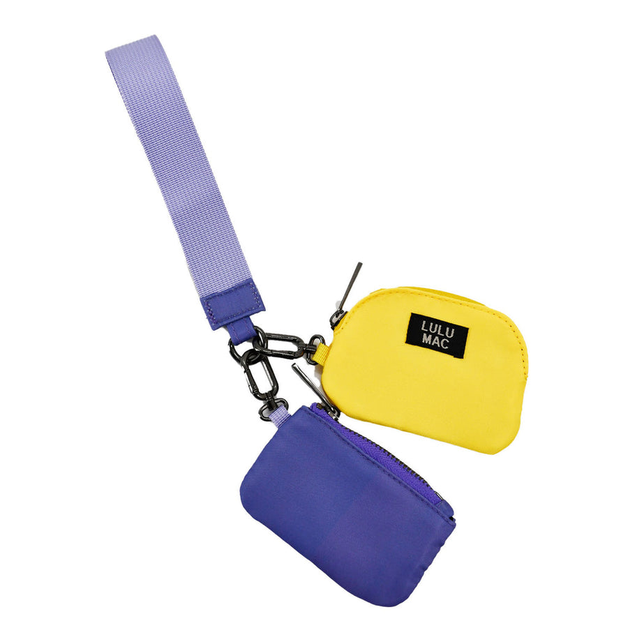 Purple & Yellow Double Pouch Wristlets