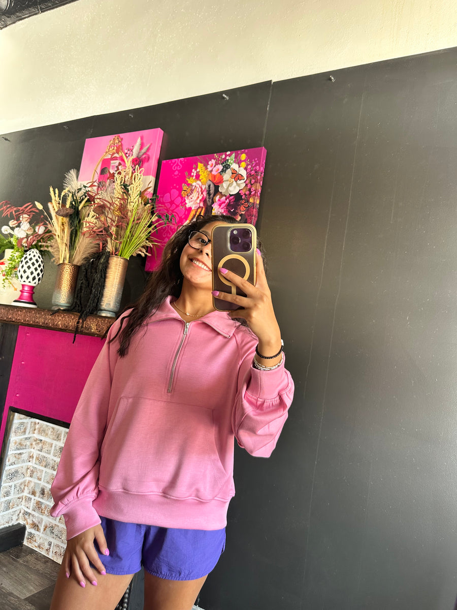 W930 Cloud Quarter- Zip- Pink