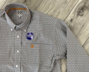 M133 White w/ Orange Print Button Up Long-sleeve
