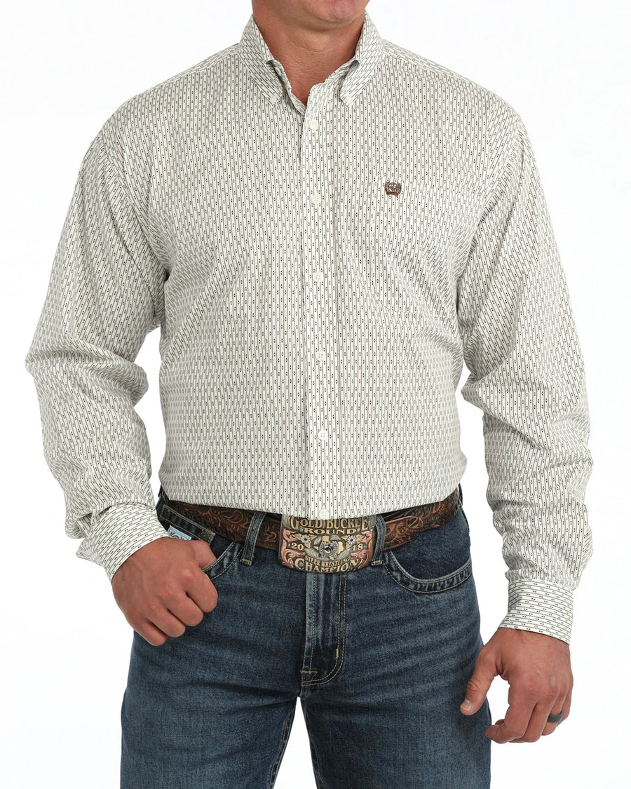 M156 Cinch Men’s Cream Long-sleeve Button Up