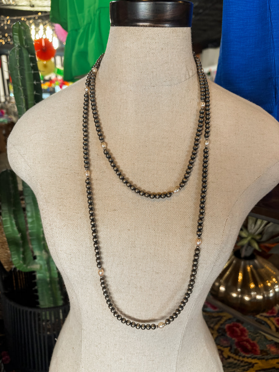 60” mother of pearl & Navajo pearl necklace