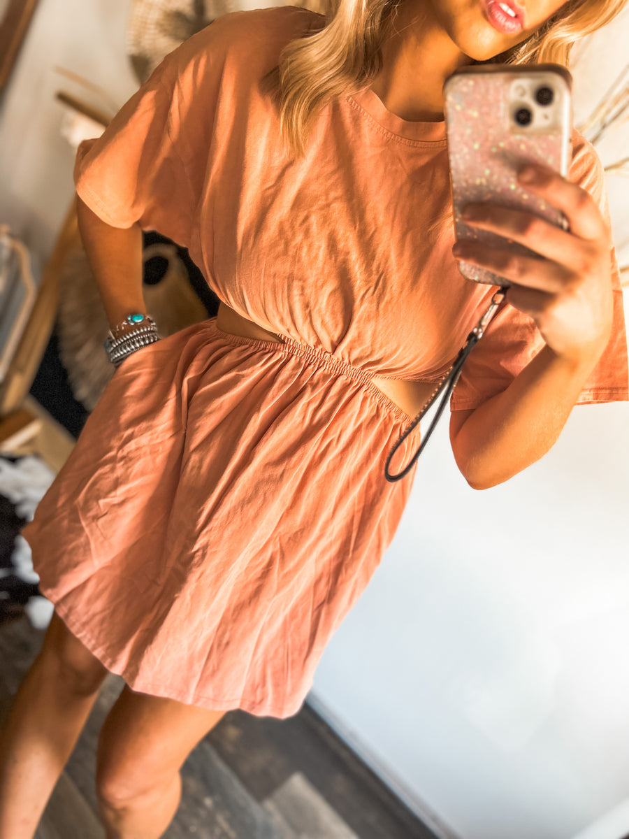 Apricot side cut tshirt dress