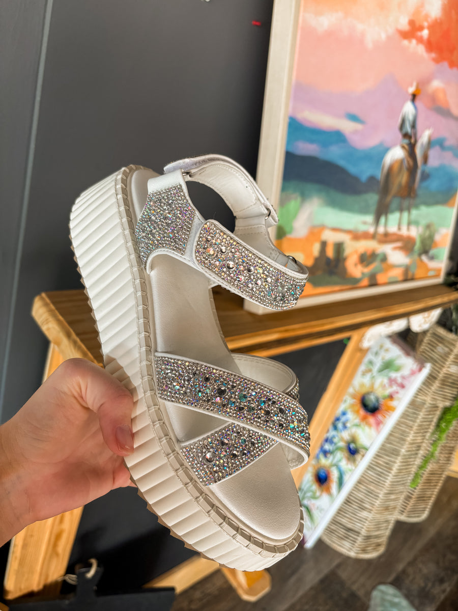 Clear rhinestone sandals
