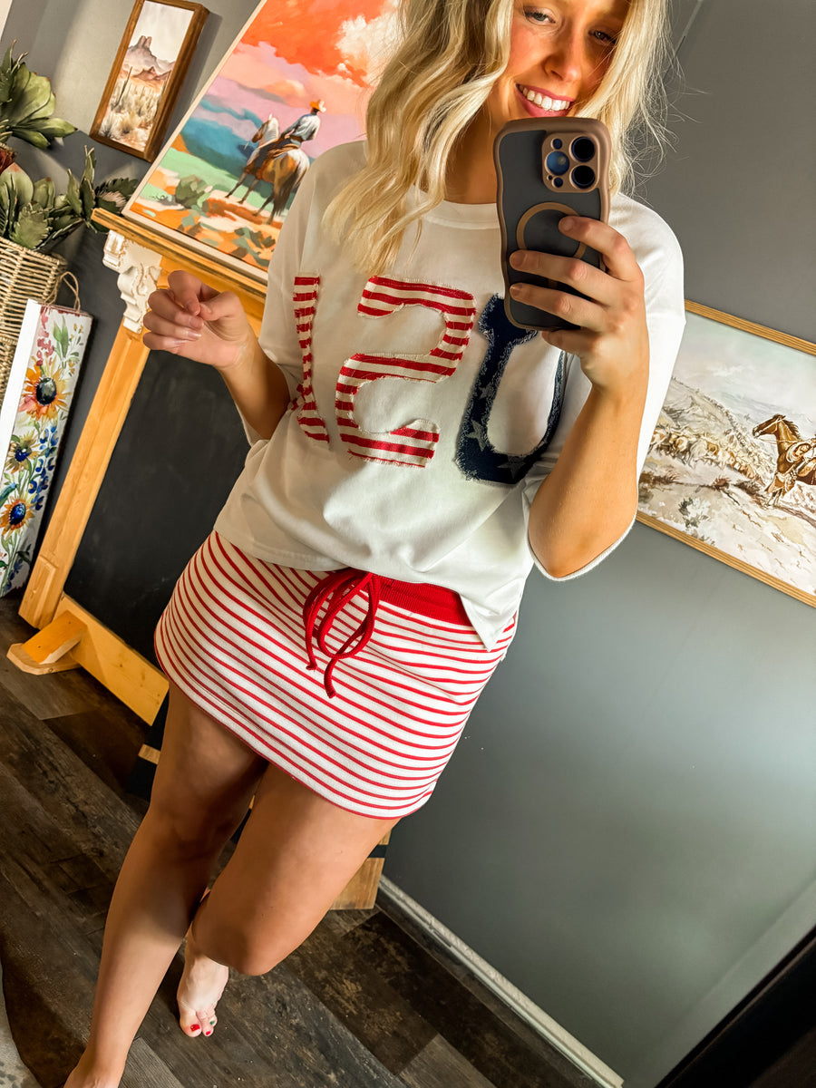White and Red Skort