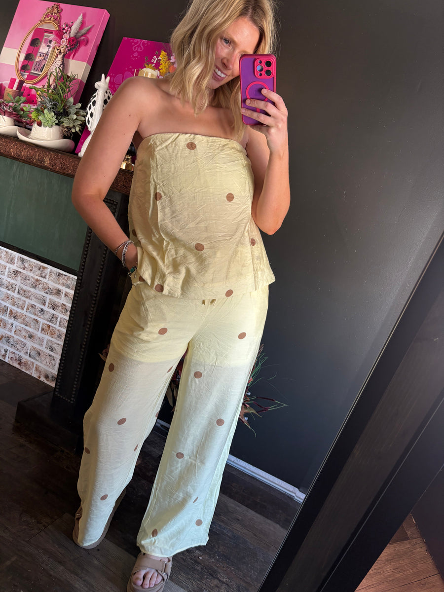 W128 Yellow Polka Dot Set
