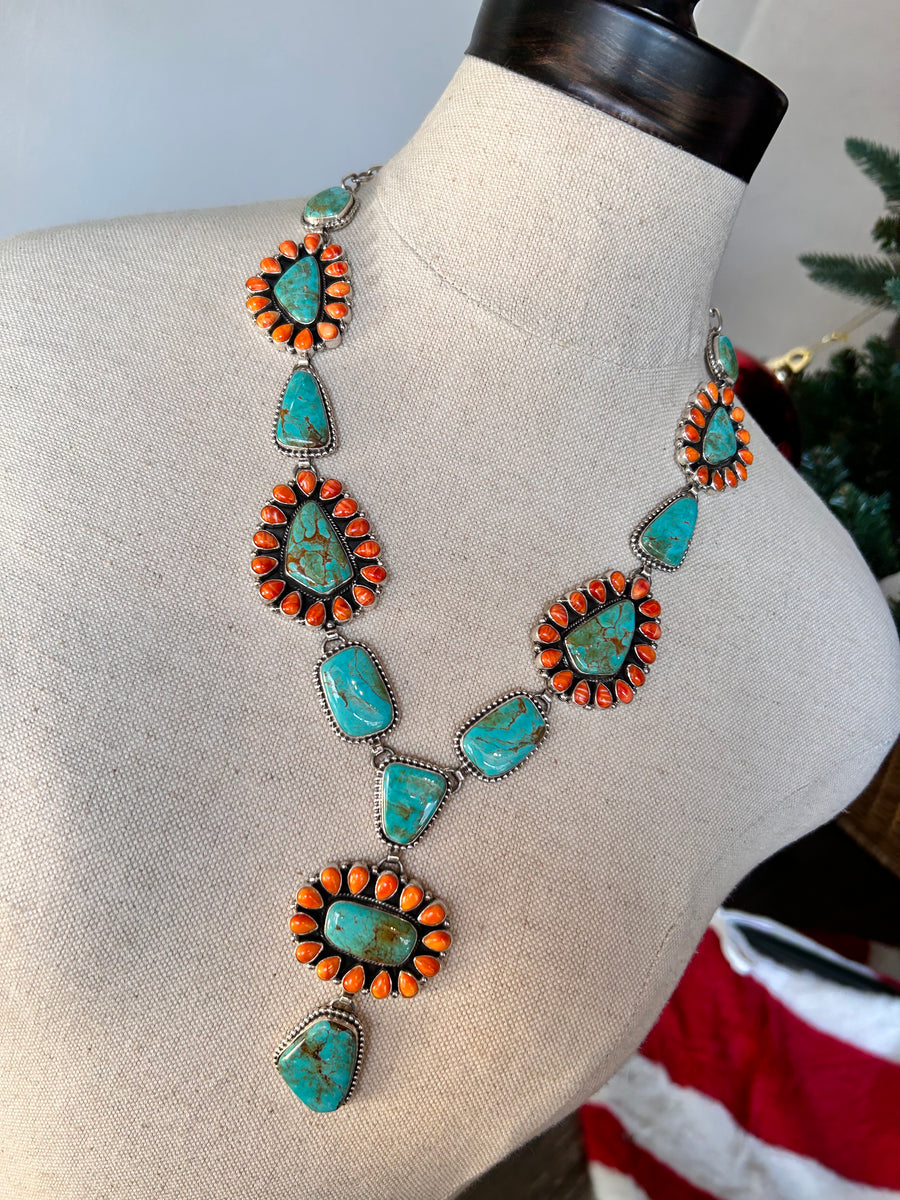 Spiny oyster & Turquoise Lariat
