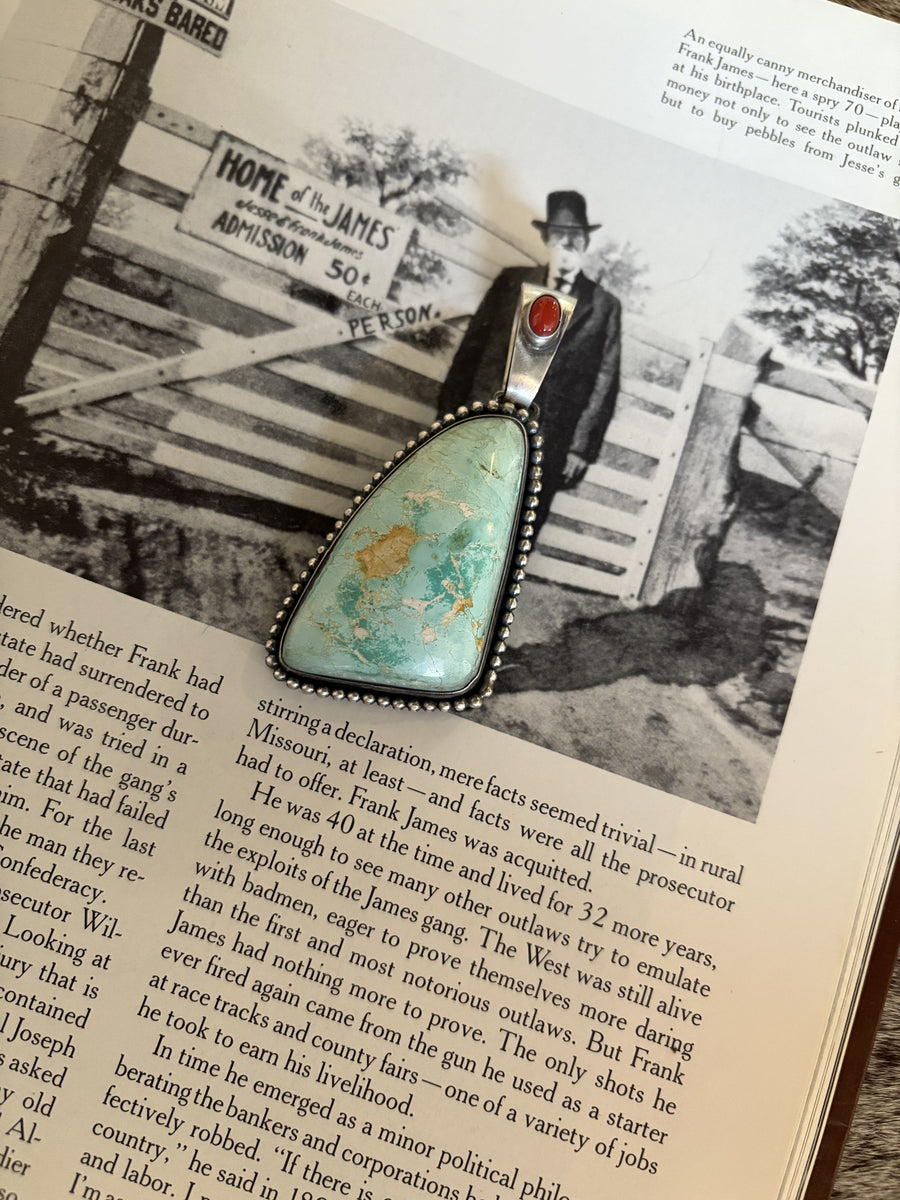 T42 Turquoise and Coral Pendant