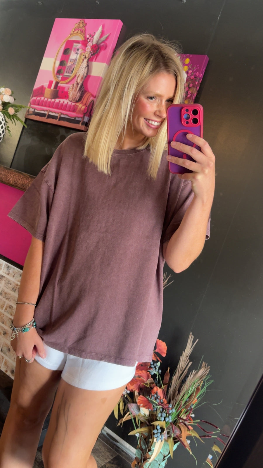 W152 Dark Cherry Boyfriend Tee
