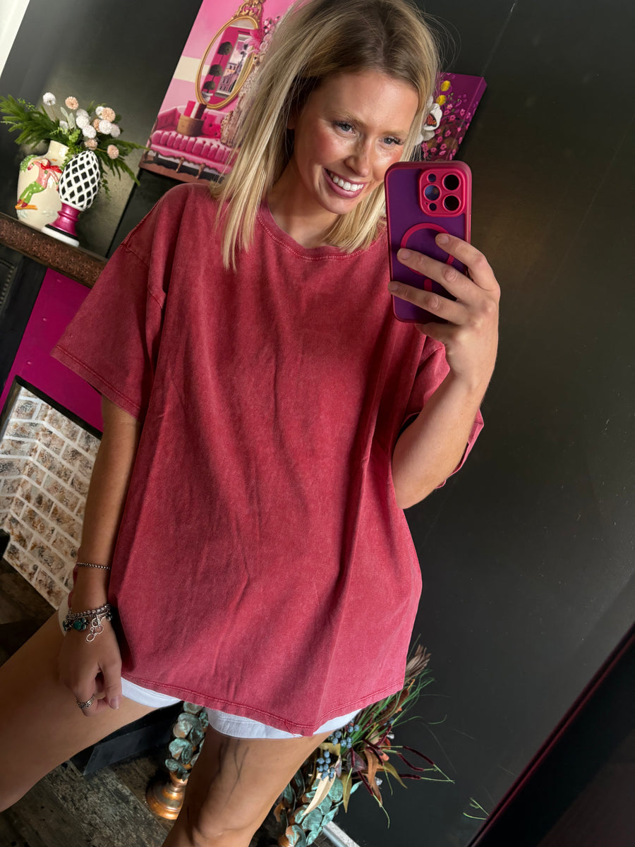W153 Dark Red Boyfriend Tee