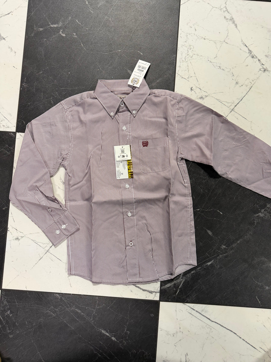 K0434 Burgundy Striped Button Up